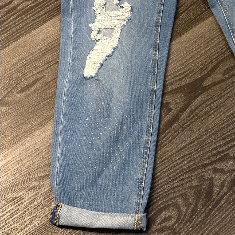 Indigo Rein Light Blue Distressed Mom Jeans - Picture 7 of 7